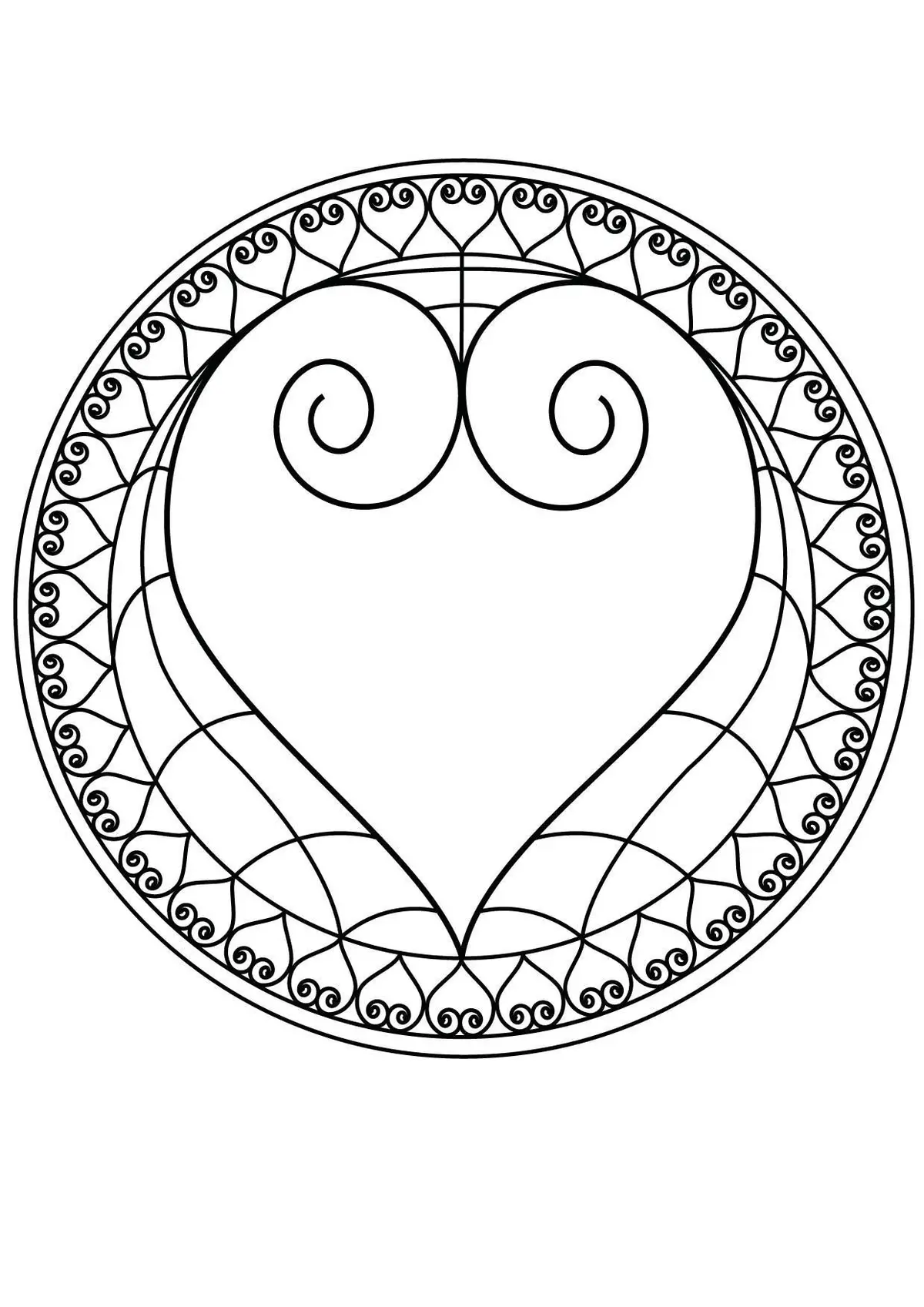 Heart Mandala 2 coloring page to print