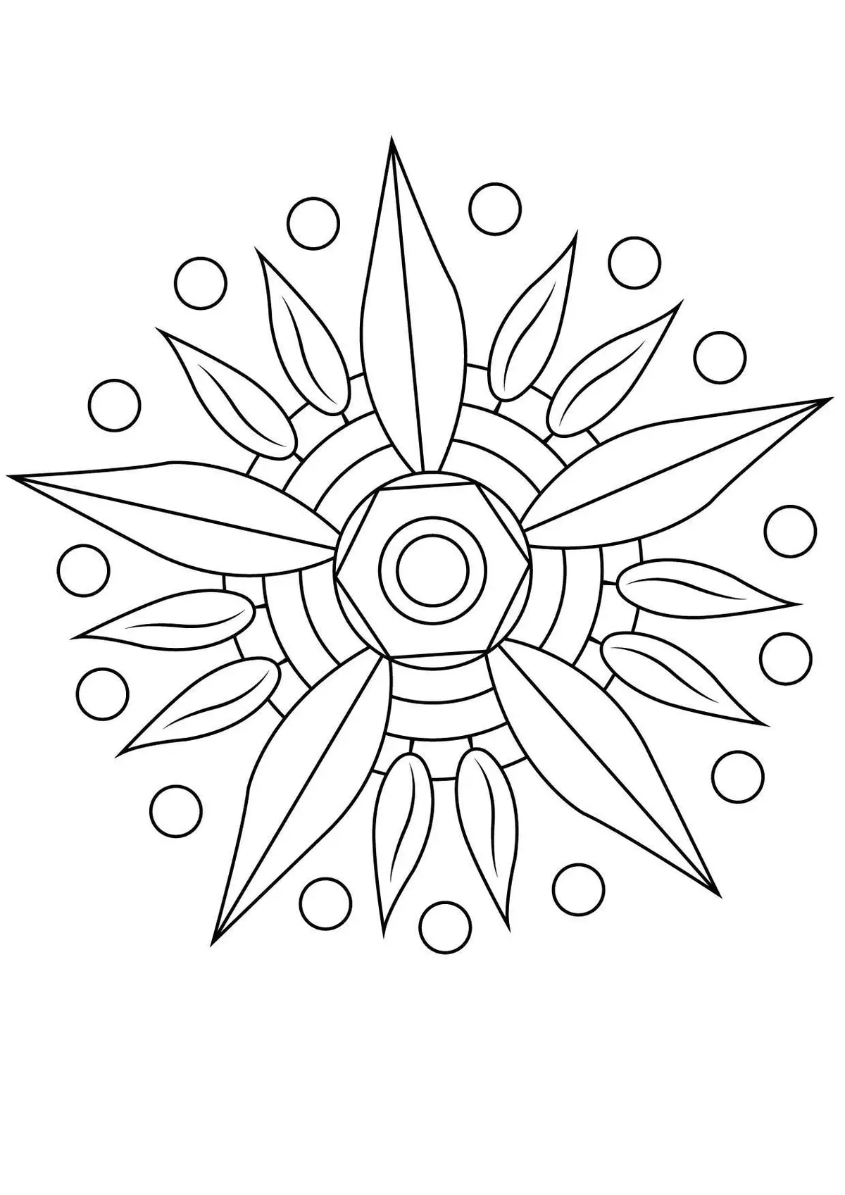 Ausmalbild Mandala Blume 12 zum Ausdrucken