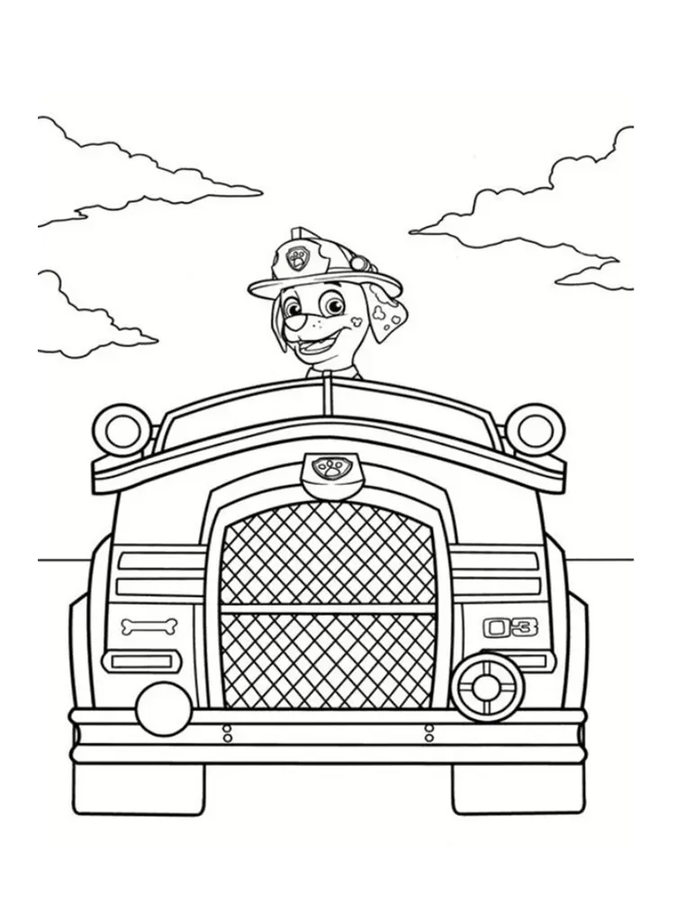 Coloriage Marcus Dans Son Camion De Pompier - Pat patrouille à imprimer