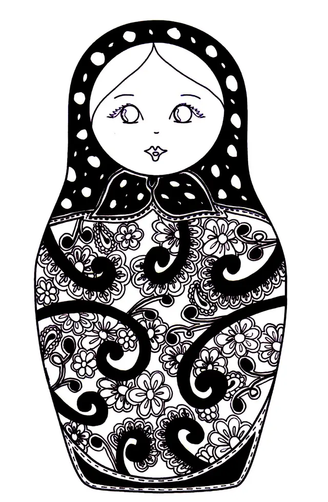 Coloriage Matryoshka Dolls 5 Poupée Russe - Poupée russe matriochka à imprimer