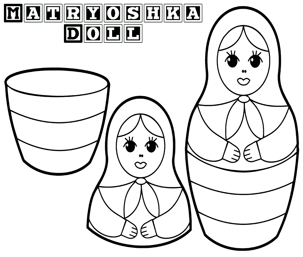 Ausmalbild Matroschka – 6 russische Puppen zum Ausdrucken