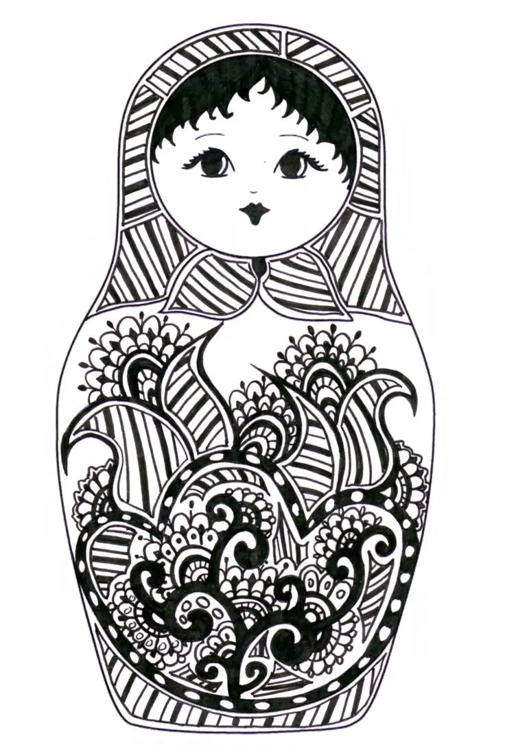 Coloriage Matryoshka Dolls 8 Poupée Russe - Poupée russe matriochka à imprimer