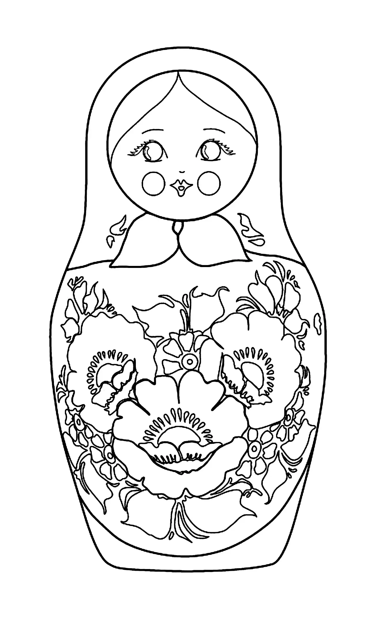 Coloriage Matryoshka Dolls Flowers Poupée Russe - Poupée russe matriochka à imprimer