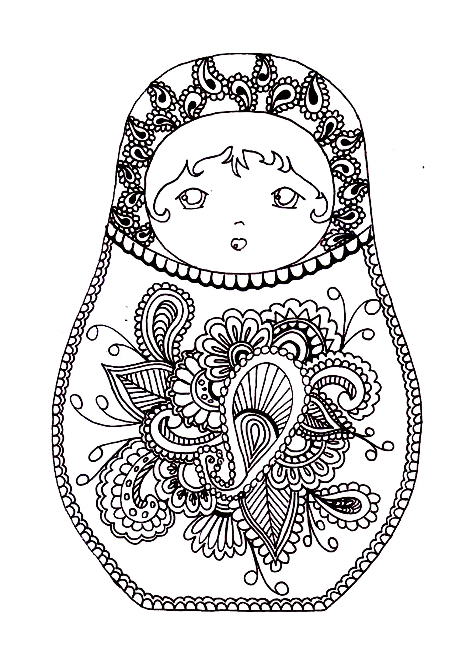 Coloriage Matryoshka Dolls Original Poupée Russe - Poupée russe matriochka à imprimer