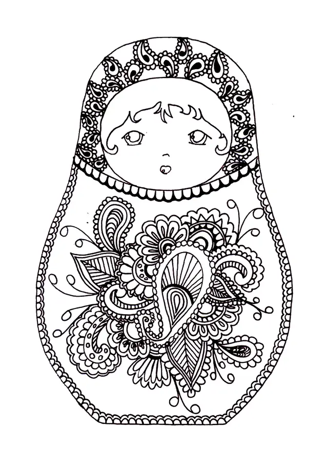 Coloriage Matryoshka Dolls Original Poupée Russe - Poupée russe matriochka à imprimer