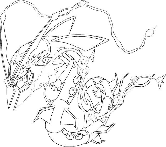 Mega Rayquaza from Pokémon Omega Ruby and Alpha Sapphire coloring page to print