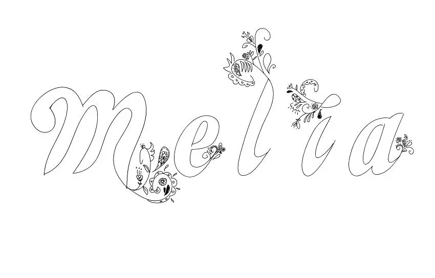 Coloriage Melia - Prénom à imprimer