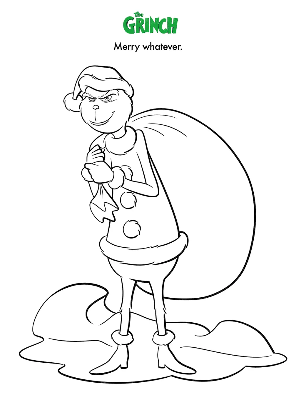 Coloriage Merry Whatever Grinch - Grinch à imprimer