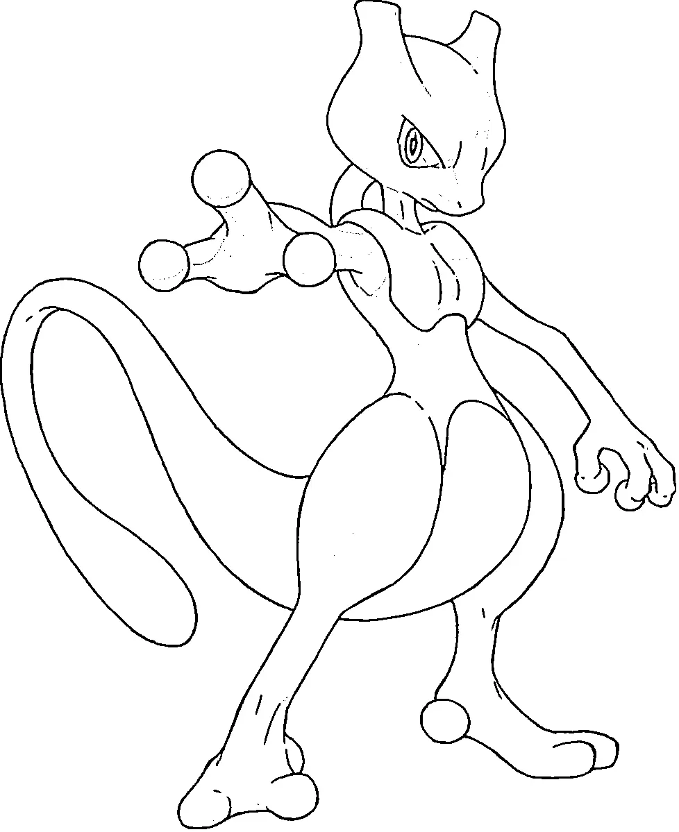 Coloriage Mewtwo Légendaire Pokémon Génération 1 - Pokémon légendaire à imprimer