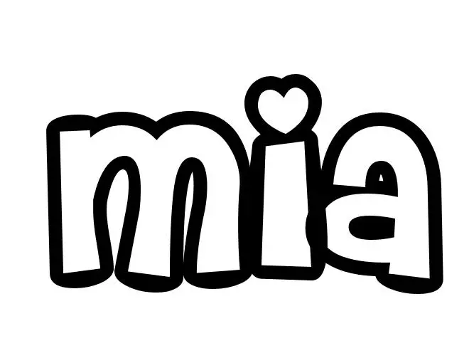 Disegno di Disegno del nome Mia da stampare