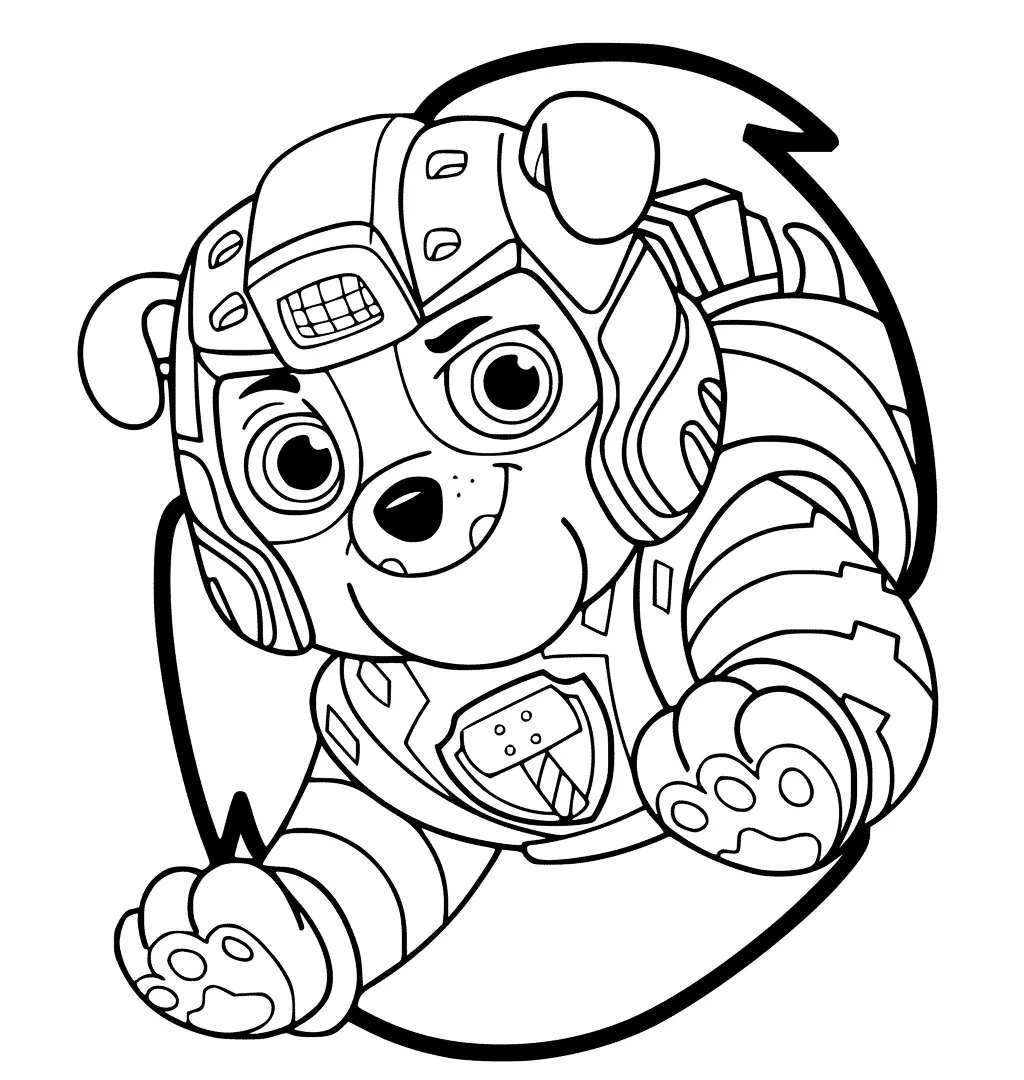 Coloriage Mighty Pups Rubble Bulldog - Pat patrouille à imprimer