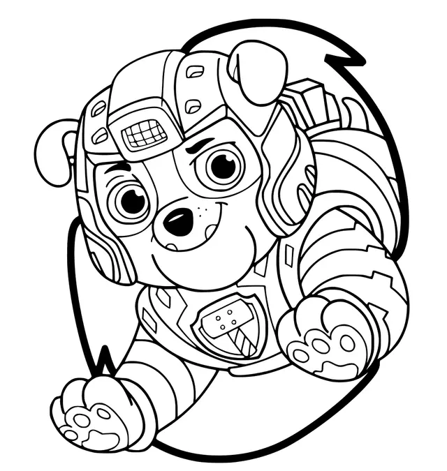Coloriage Mighty Pups Rubble Bulldog - Pat patrouille à imprimer