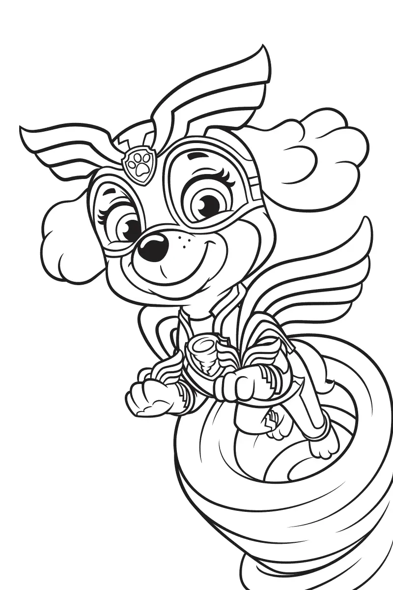 Coloriage Mighty Pups Skye - Pat patrouille à imprimer