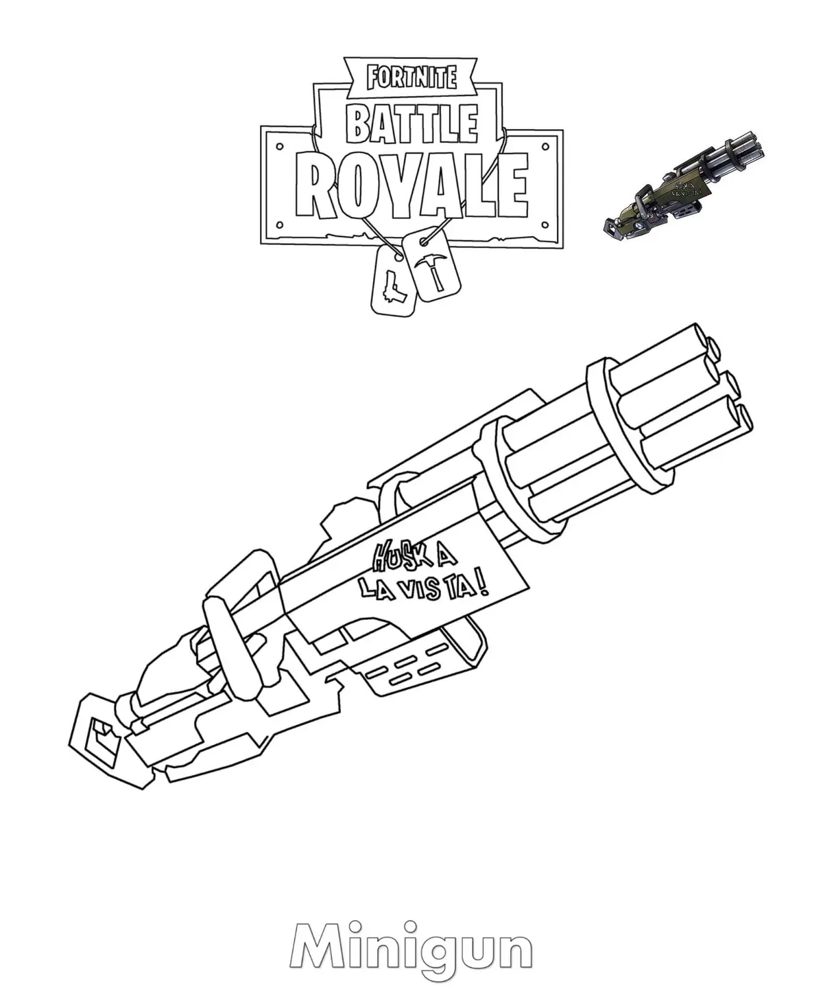 Coloriage Minigun Fortnite - Fortnite à imprimer