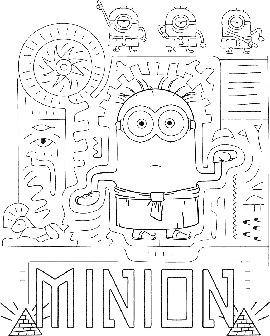 Coloriage Minion 2 En Mode Pharaon Et Visite L'Égypte - Minions à imprimer