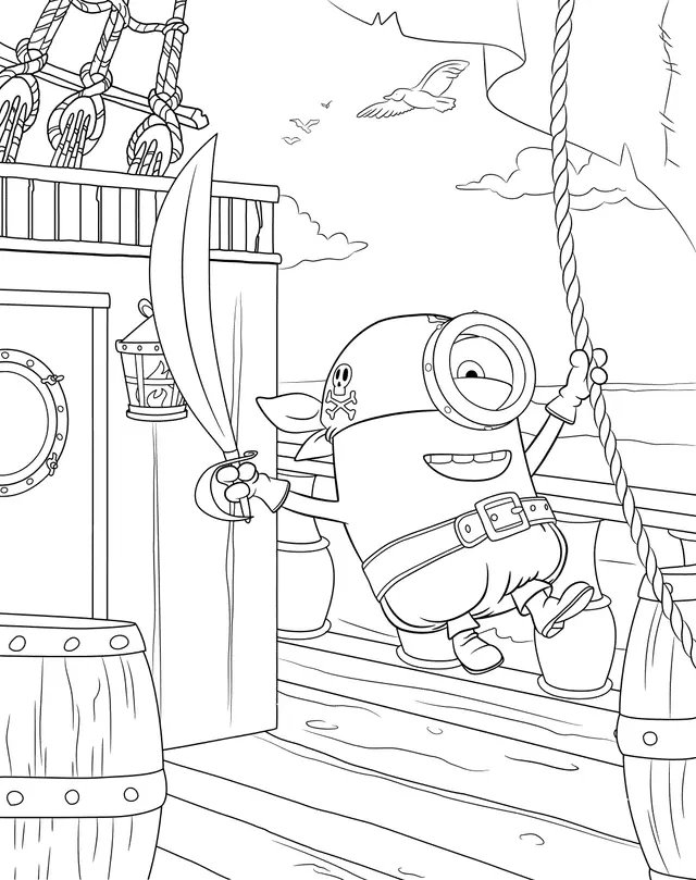 Coloriage Minions 2 Prêt Pour L'aventure De Pirate - Minions à imprimer