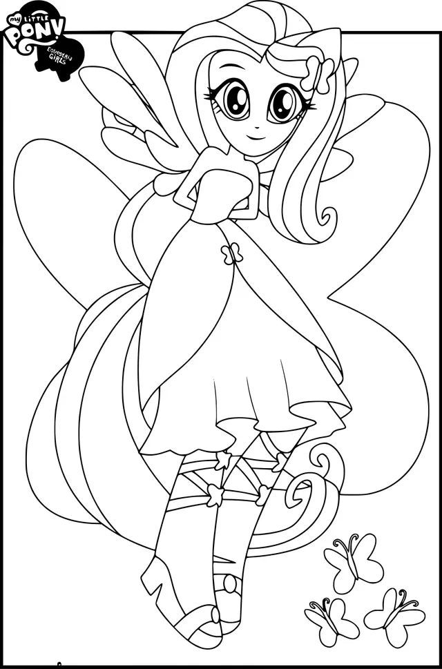 Ausmalbild Fluttershy Equestria Girls zum Ausdrucken