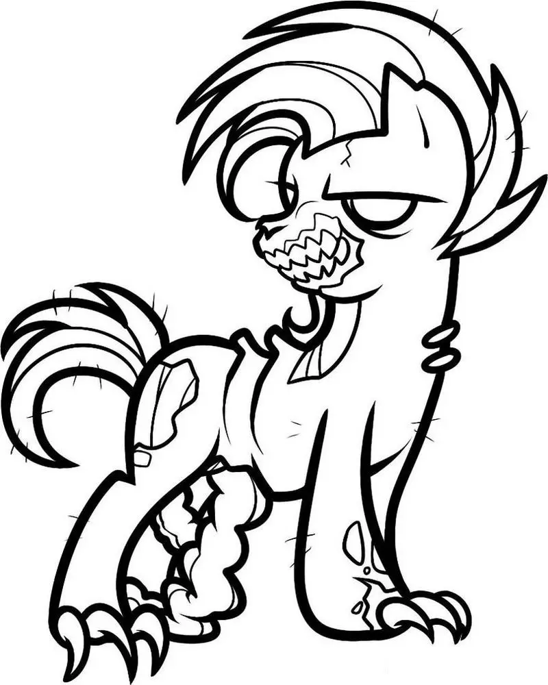 Coloriage Mon Petit Poney - Version Zombie - Zombie à imprimer