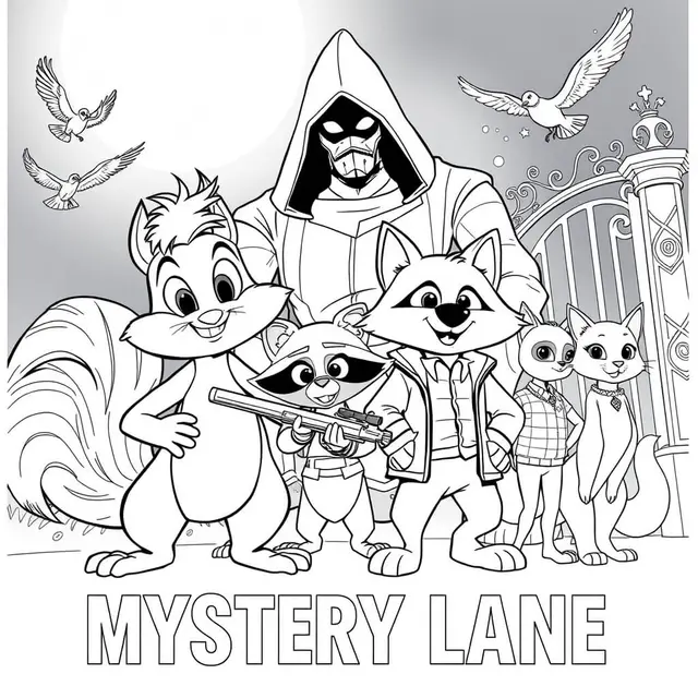 Mystery Lane – The Whole Team coloring page to print