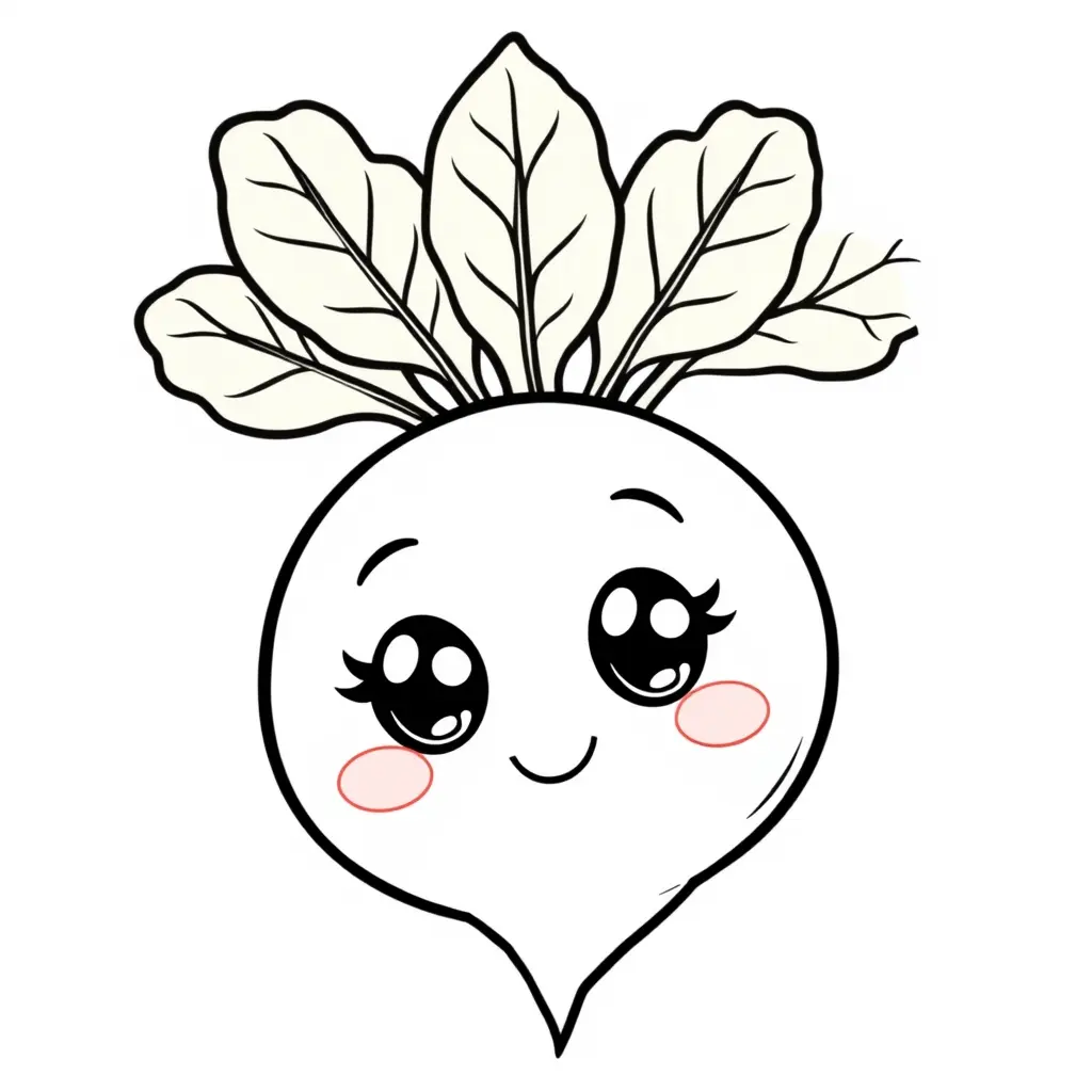 Coloriage Navet Facile Légumes Kawaii - Legumes à imprimer