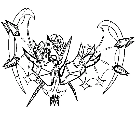 Coloriage Necrozma Pokémon Légendaire Ultraprisme - Pokémon légendaire à imprimer