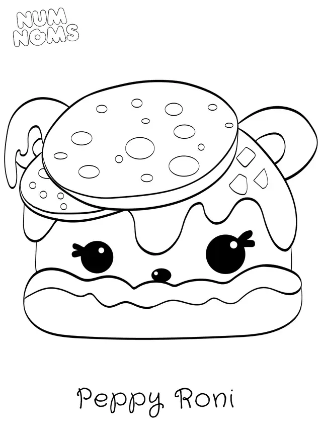 Coloriage Num Nums Pizza Peppy Roni - Pizza à imprimer