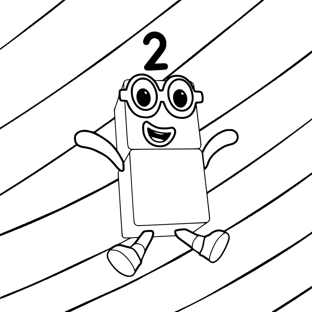 Kleurplaat Numberblocks cijfer 2 kleurplaten om te printen