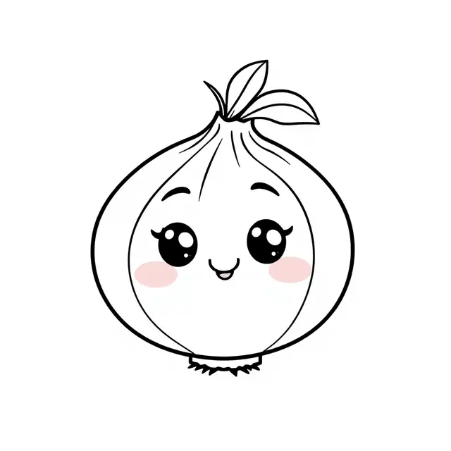 Coloriage Oignon Maternelle Légumes Kawaii - Legumes à imprimer