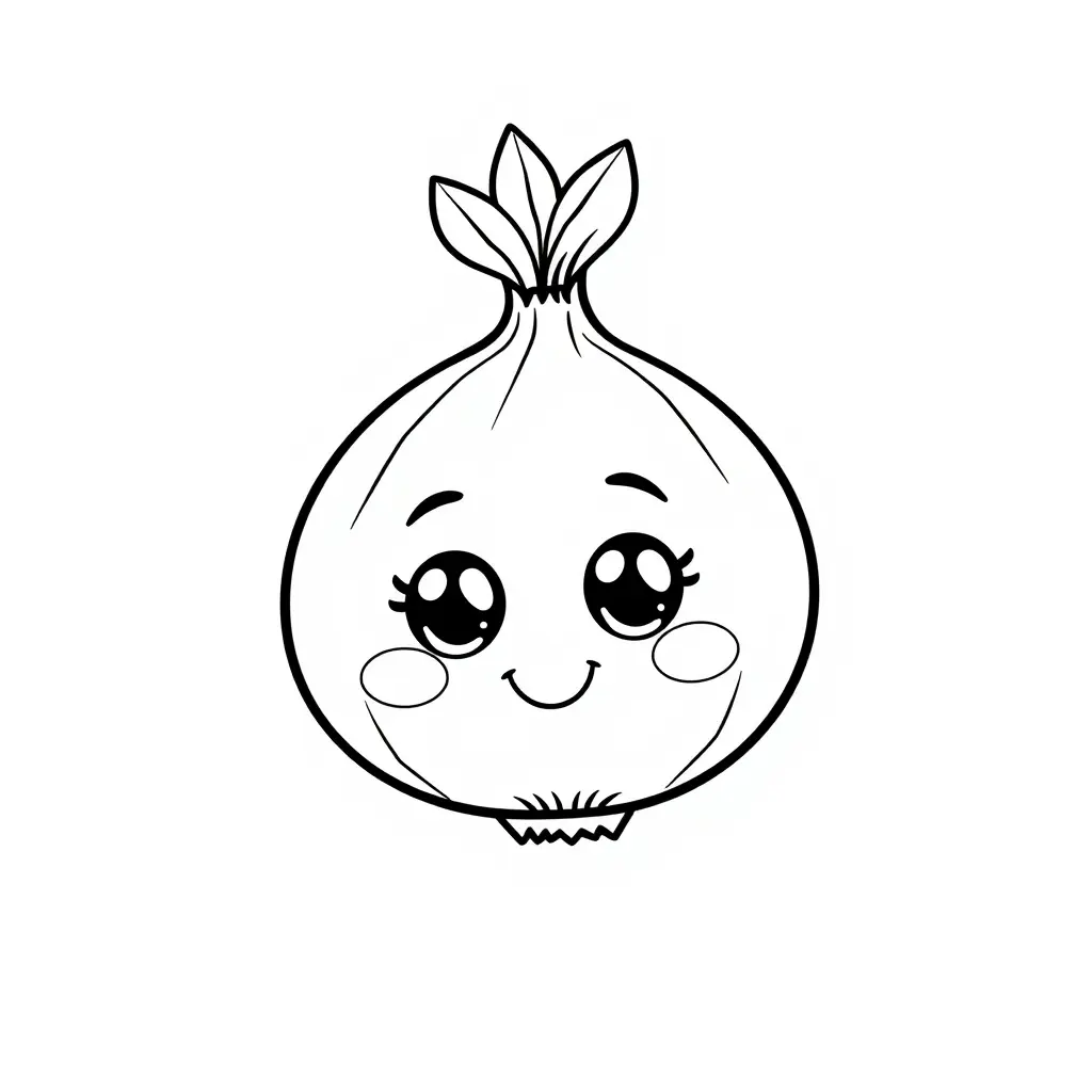 Coloriage Oignon Rigolos Légumes Kawaii - Legumes à imprimer