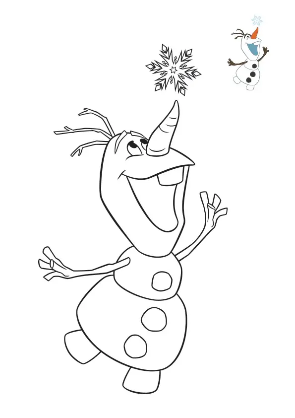 Coloriage Olaf Et Un Flocon De Neige - Olaf à imprimer