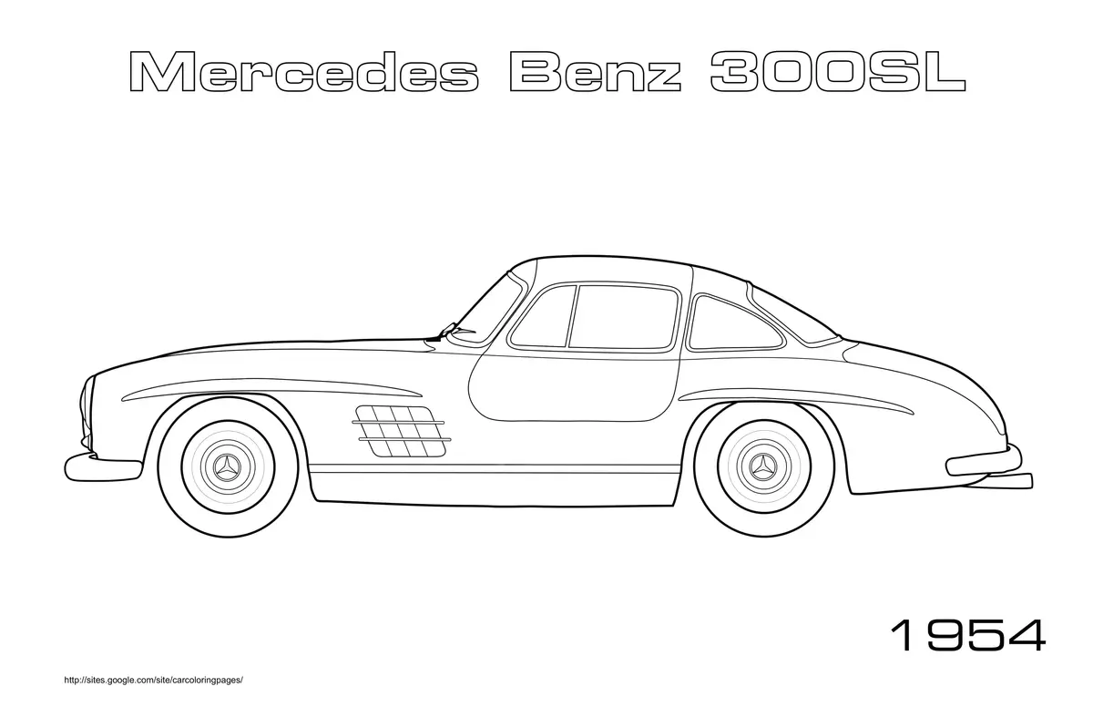 Coloriage Mercedes-Benz 300 SL 1954 sportive - Voiture à imprimer