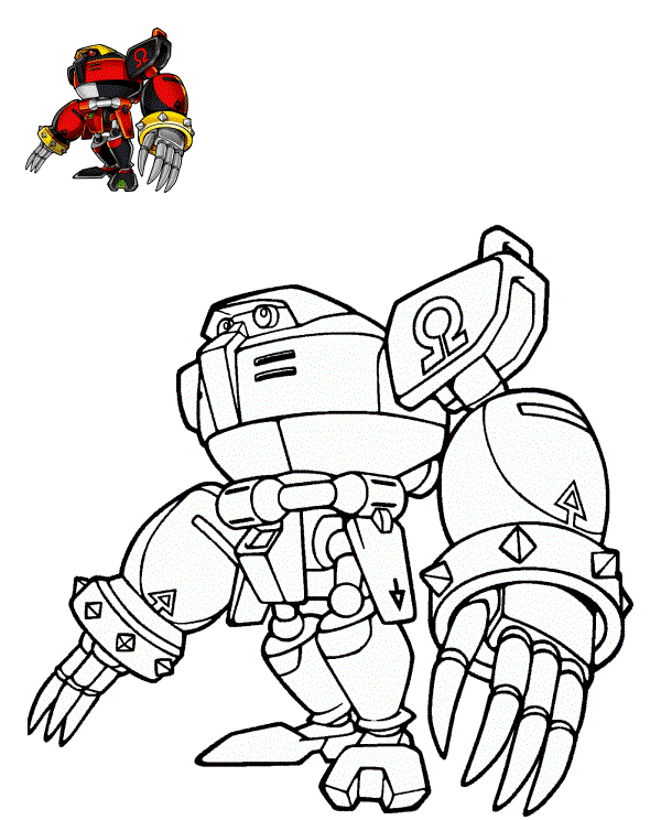 Disegno di Omega E-123, il Robot del Dr. Eggman – Sonic da stampare