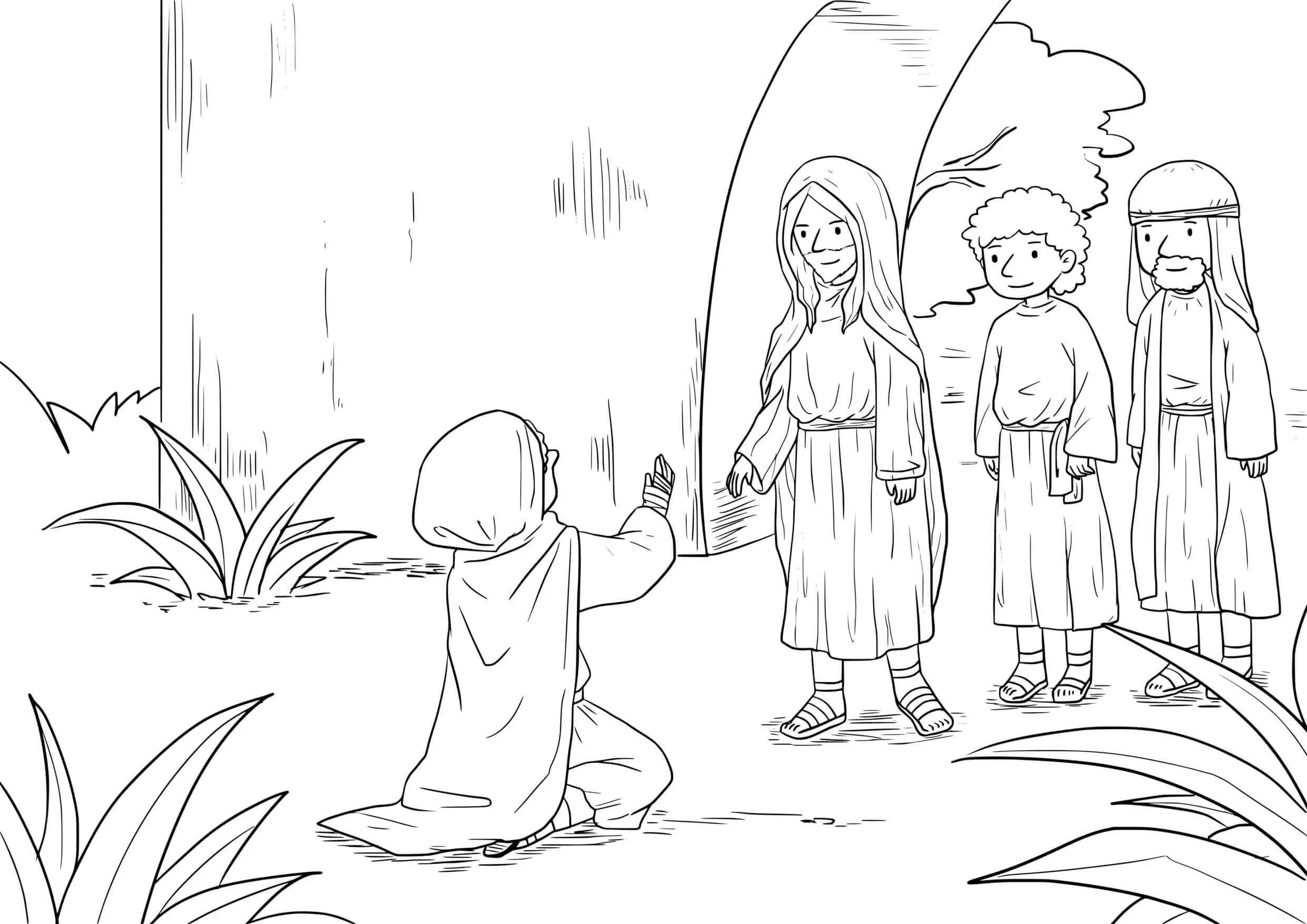 Coloriage Jésus guérit un lépreux - Jésus à imprimer