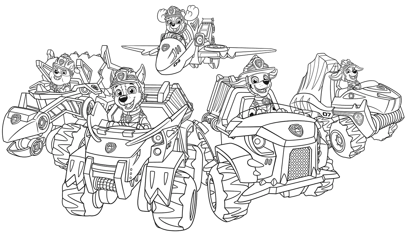 Coloriage Pat Patrouille Chiots Dino Rescue - Pat patrouille à imprimer