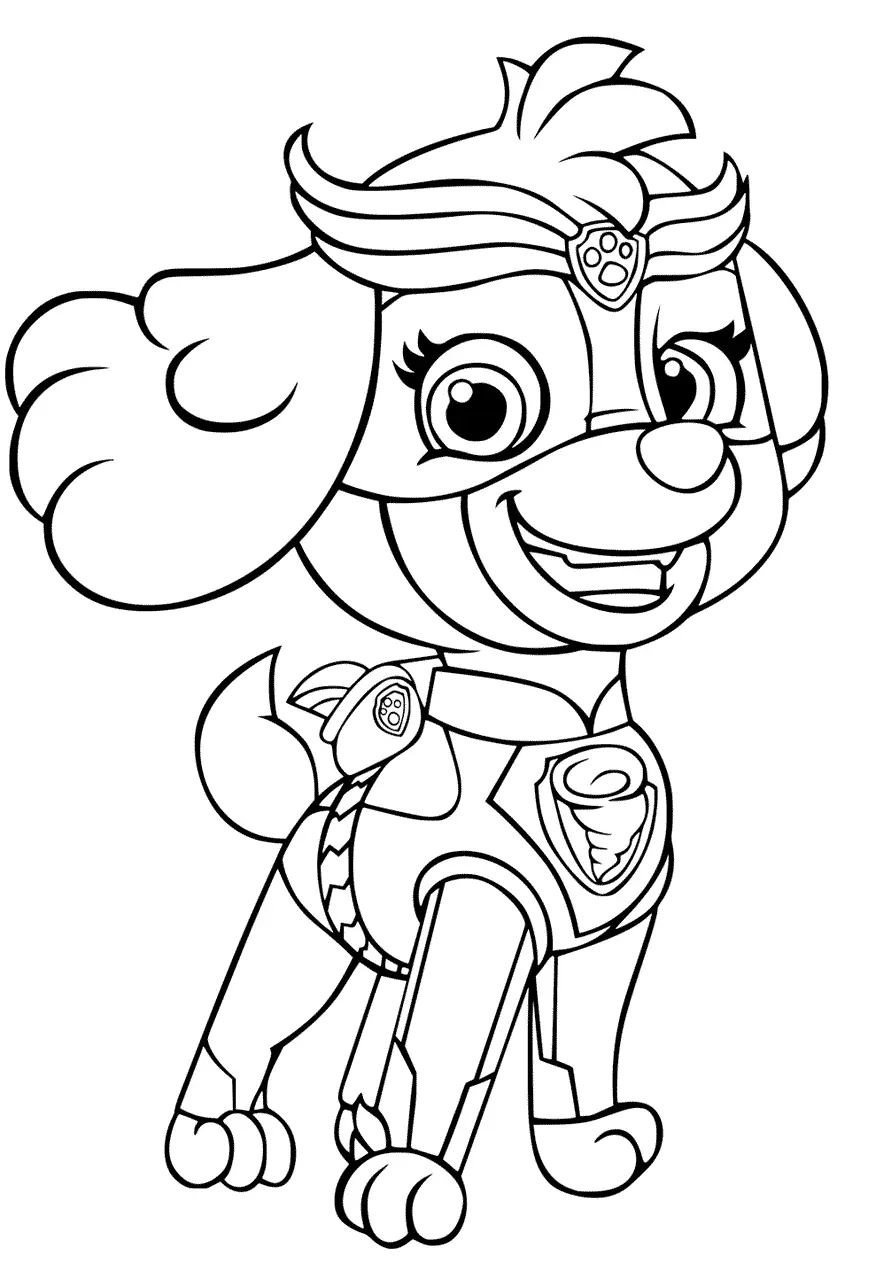 Coloriage Pat Patrouille Mighty Pups Skye Pour Girls - Pat patrouille à imprimer