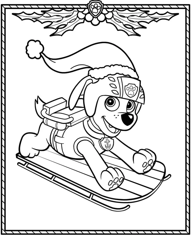 PAW Patrol Christmas – Zuma Loves the Water coloring page to print
