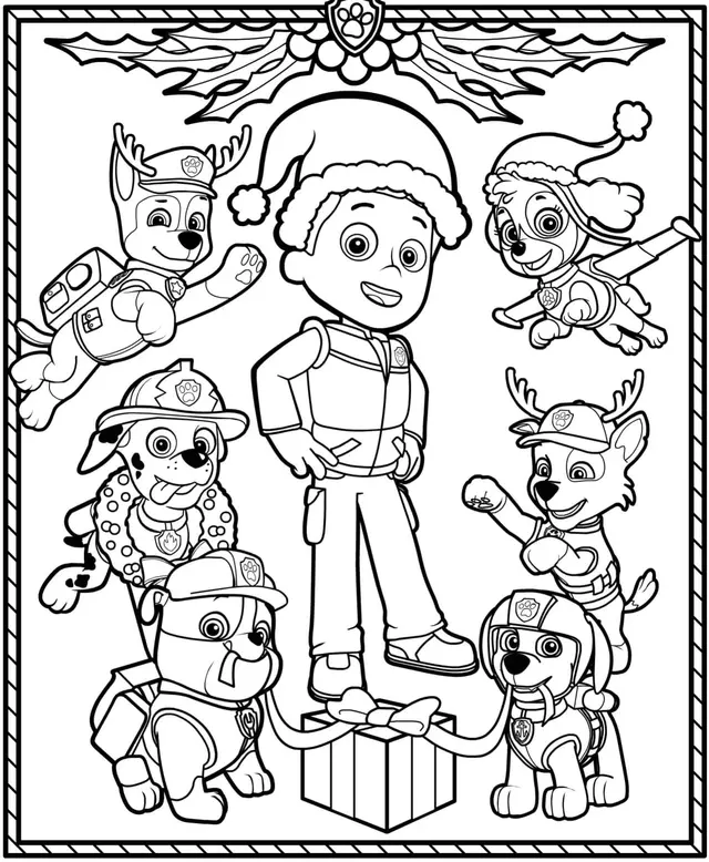 Coloriage Pat Patrouille Noël - Pat patrouille à imprimer