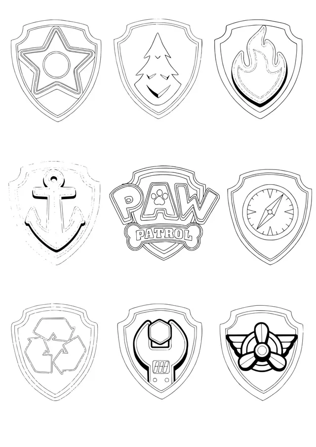 Coloriage Pat Patrouille Pups Tags Badges - Pat patrouille à imprimer