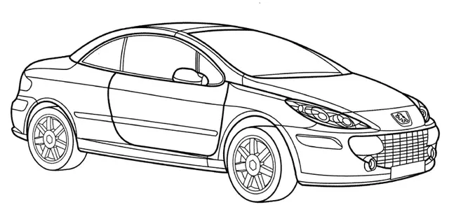 Coloriage Peugeot 307 Cc - Voiture à imprimer