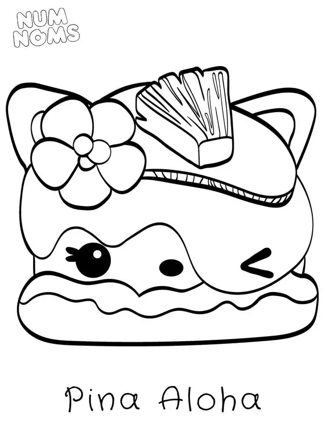 Coloriage Pina Aloha Num Noms - Num noms à imprimer