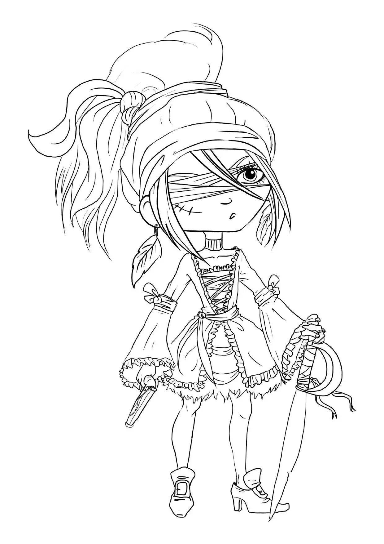 Coloriage Pirate Femme Enfant - Gulli à imprimer