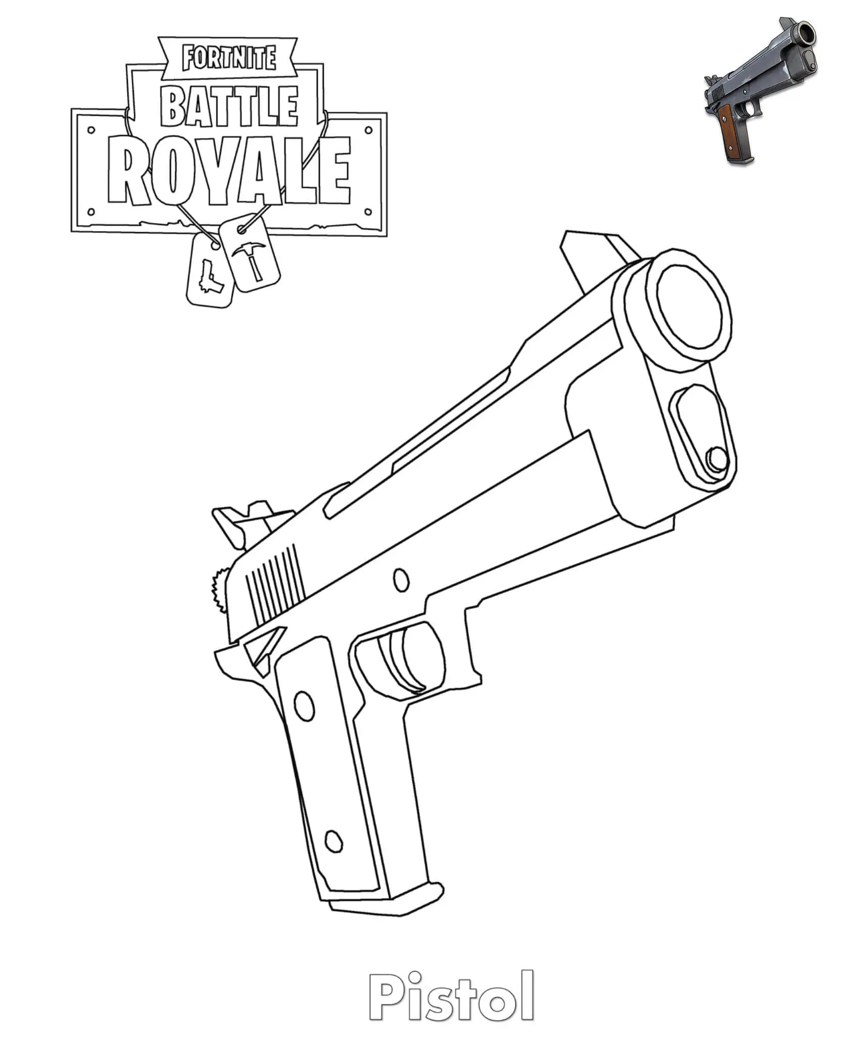 Coloriage Pistol Fortnite Item - Fortnite à imprimer
