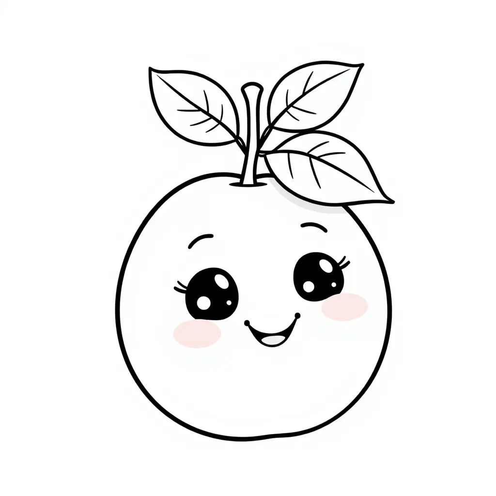 Coloriage Plum Fruit Kawaii - Kawaii fruits à imprimer