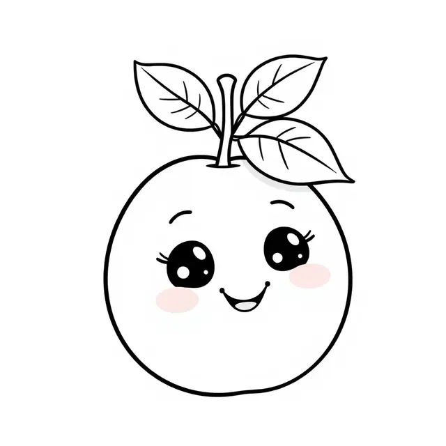 Kawaii Plum Fruit coloring page to print
