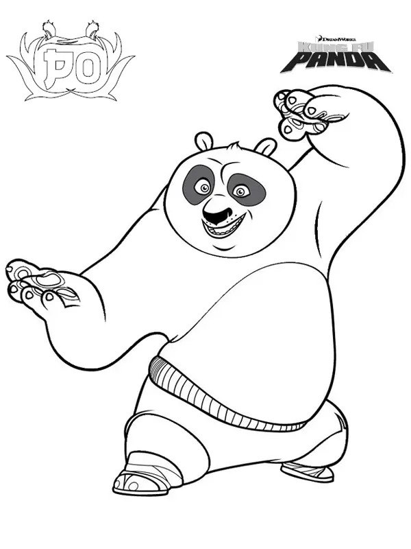 Coloriage Po Fait Du Kung Fu Se Positionne - Kung fu panda à imprimer