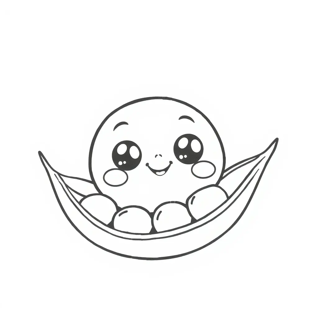 Coloriage Pois Maternelle Légumes Kawaii - Legumes à imprimer