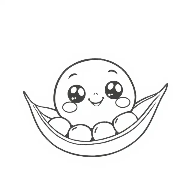 Coloriage Pois Maternelle Légumes Kawaii - Legumes à imprimer