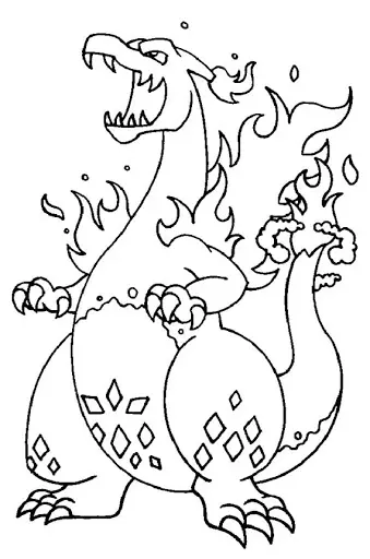 Coloriage Pokemon Dracaufeu Gigamax Gigantamax - Dracaufeu à imprimer