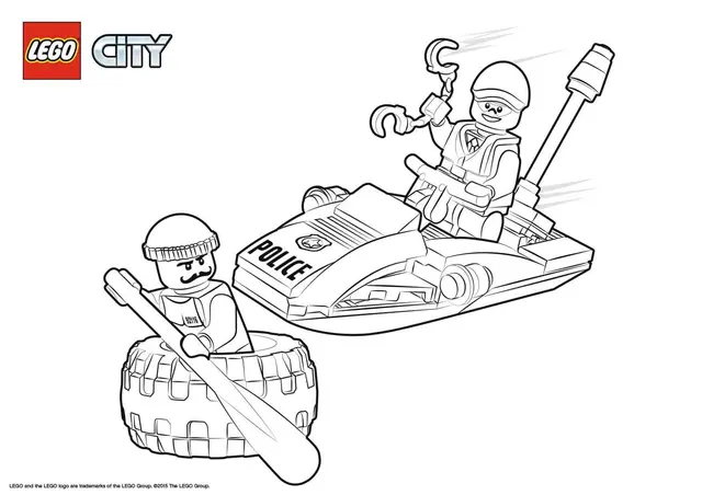 Coloriage Police Lego Marine Sur La Mer - Police à imprimer