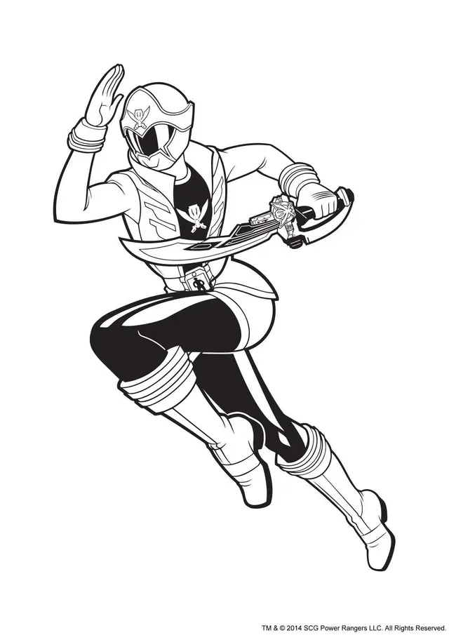 Coloriage Power Rangers rose en tenue de combat - Gulli à imprimer